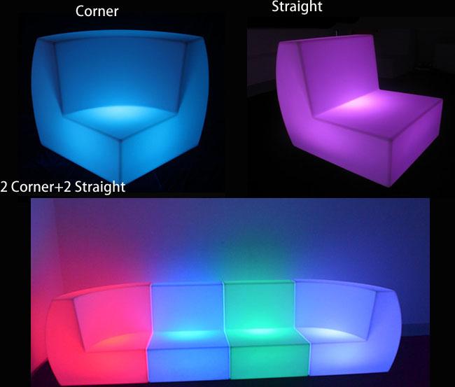 Angolo sezionale della mobilia della luce di progettazione moderna LED e sofà diritto del LED con il cuscino