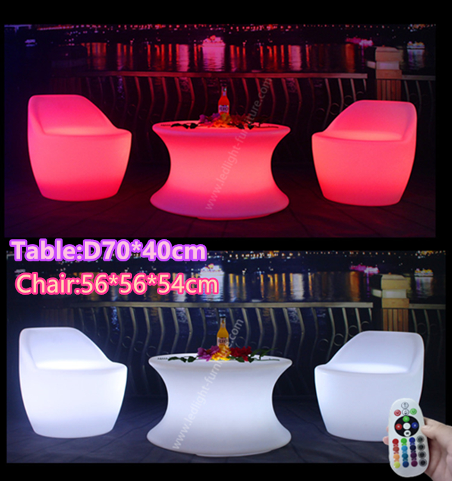 Tipo illuminato tavolino da salotto della mobilia del LED messo con la luce ricaricabile di RGB