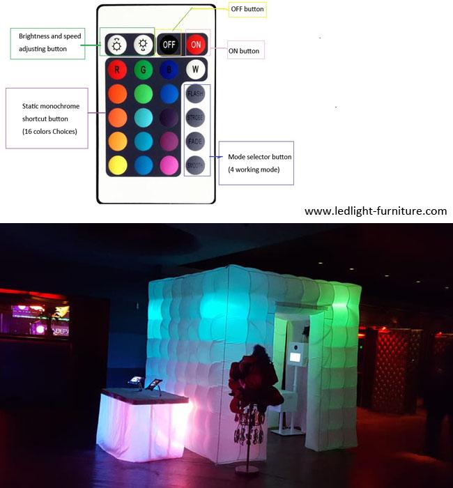 Cabina gonfiabile bianca della foto del cubo di Oxford LED con 16 colori che cambiano le luci