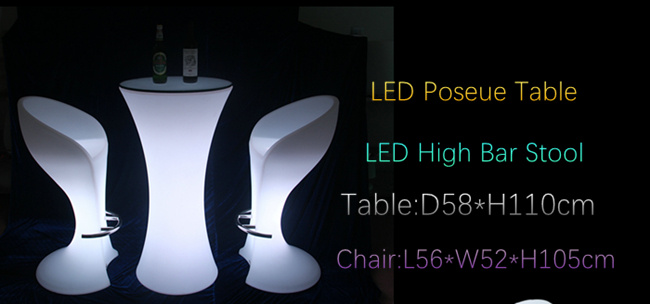 Colori che cambiano la mobilia della luce del LED, gli sgabelli da bar telecomandati del LED e le Tabelle