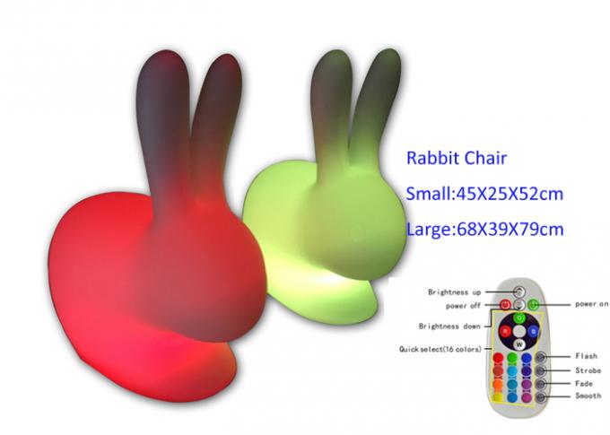 Sedia del coniglio della mobilia di incandescenza principale gioco dei bambini con luce variopinta, materia plastica