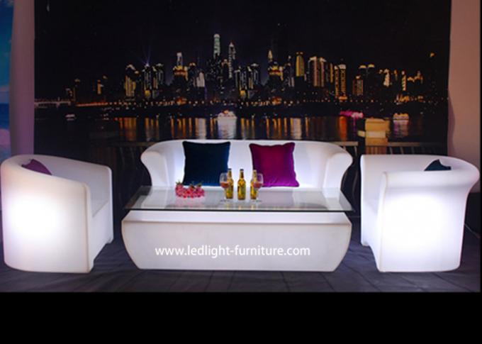 Sofà di plastica di incandescenza della mobilia della luce del night-club LED con il cambiamento di colori di RGB
