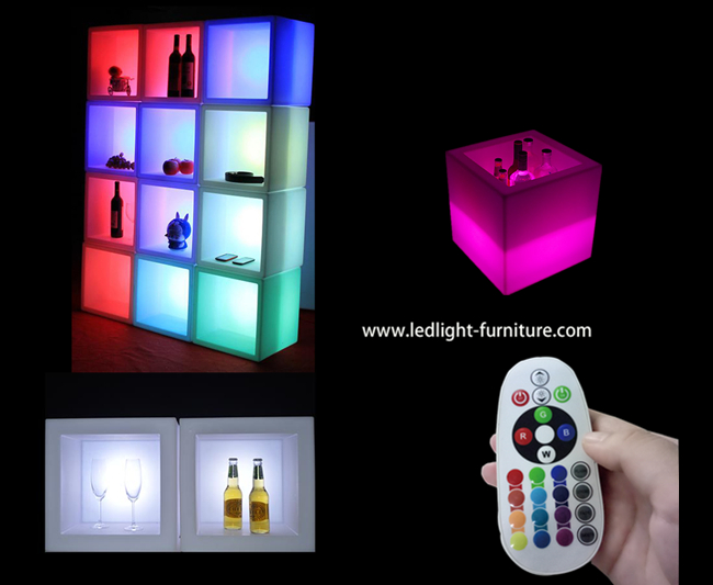 Dispositivo di raffreddamento ricaricabile del secchiello del ghiaccio della luce 40cm del cubo del polietilene LED per l'esposizione della bottiglia