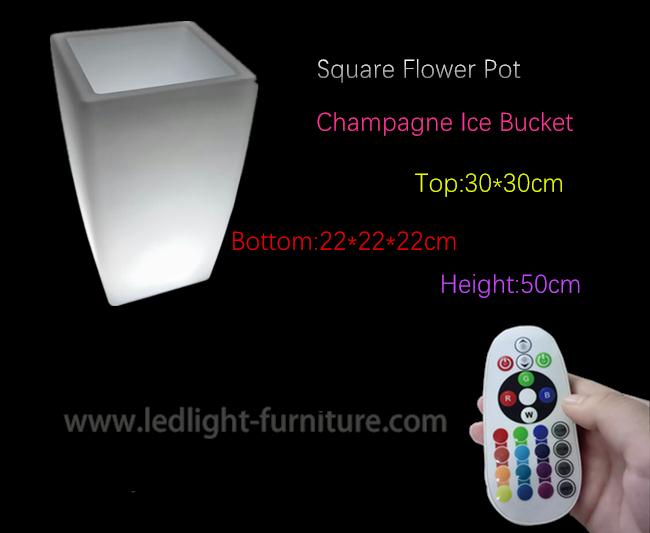 I vasi da fiori principali alti quadrati/hanno condotto il secchiello del ghiaccio cambiante di colore per Champagne