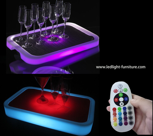 I vassoi serventi accesi LED del quadrato scoprono il tipo dello strumento degli articoli per i vetri di vino del club
